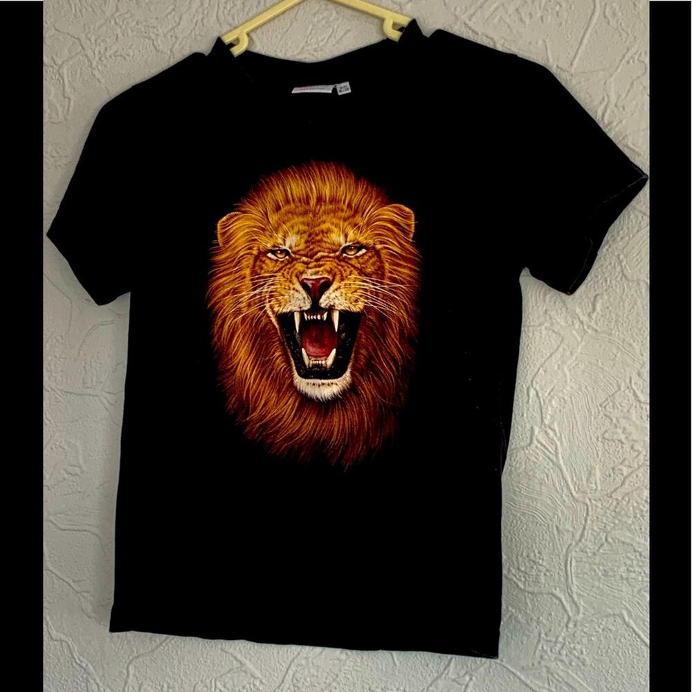 VINTAGE YOUTH ROCK EAGLE NATURE LION PRINT FRONT & BACK SIZE MEDIUM (8-10) CLEAN
